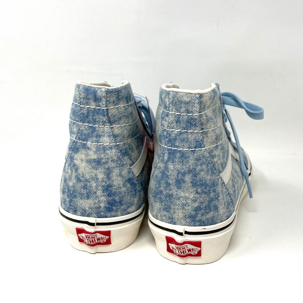 VANS Men's Size VN0A4U169FM SK8-HI TAPERED Blue Denim Destroy Canvas Sneakers - Picture 4 of 8